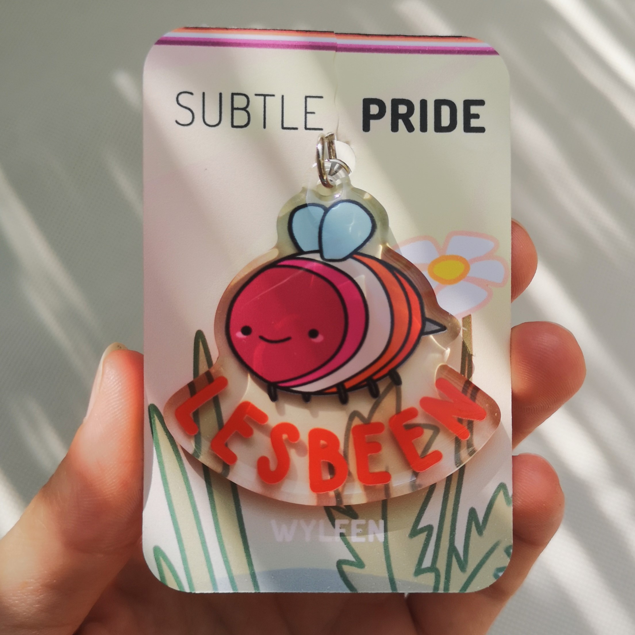 Pride Pun Acrylic Charm saying Lesbeen