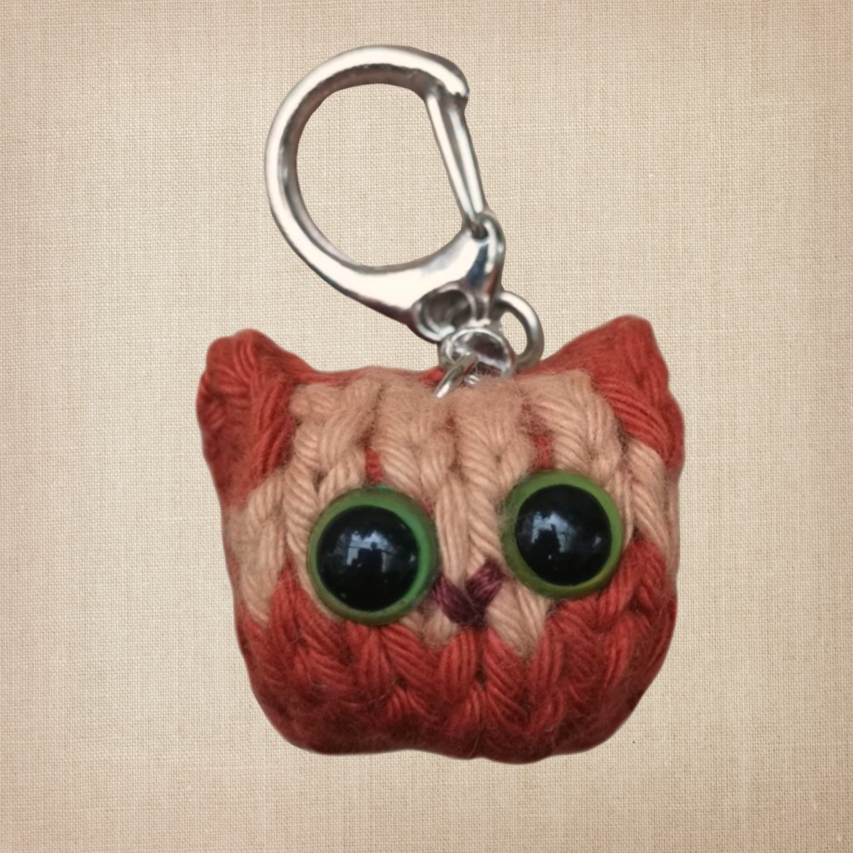 Knitted Cat Keychain of an orange cat