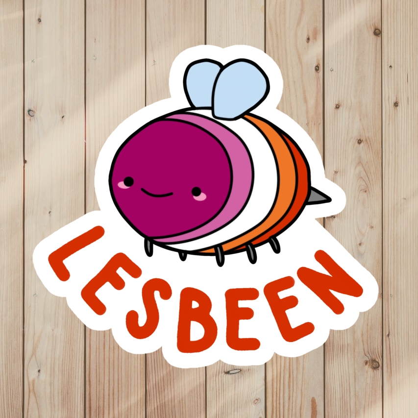 Cute Pride Pun Sticker of a lesbian bee